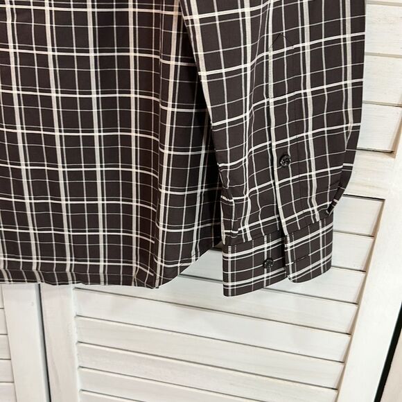 Perry Ellis Shirt Large Button Down Brown Plaid NWT - Picture 9 of 11